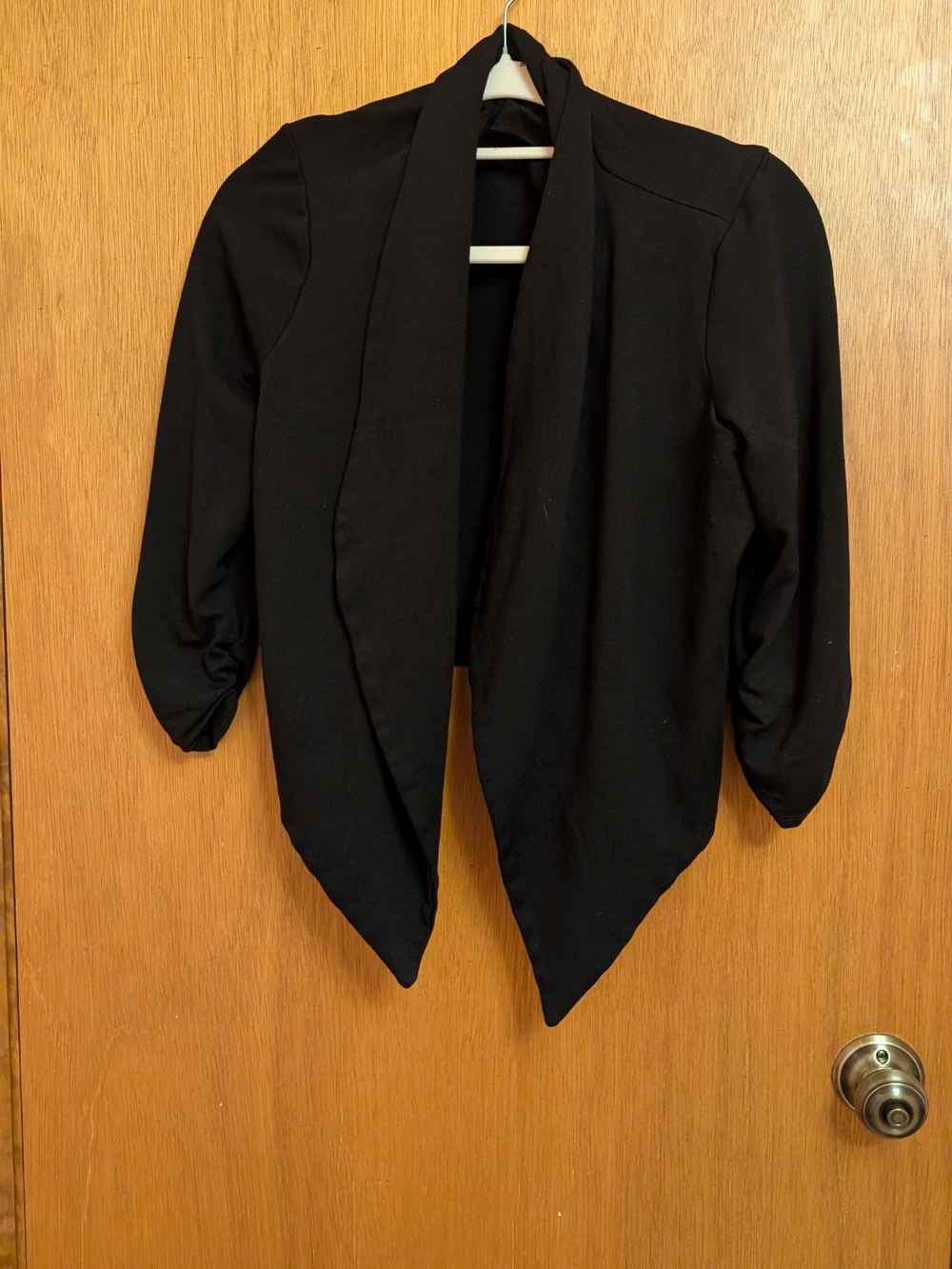 Women's Black Draped Open-Front Jacket